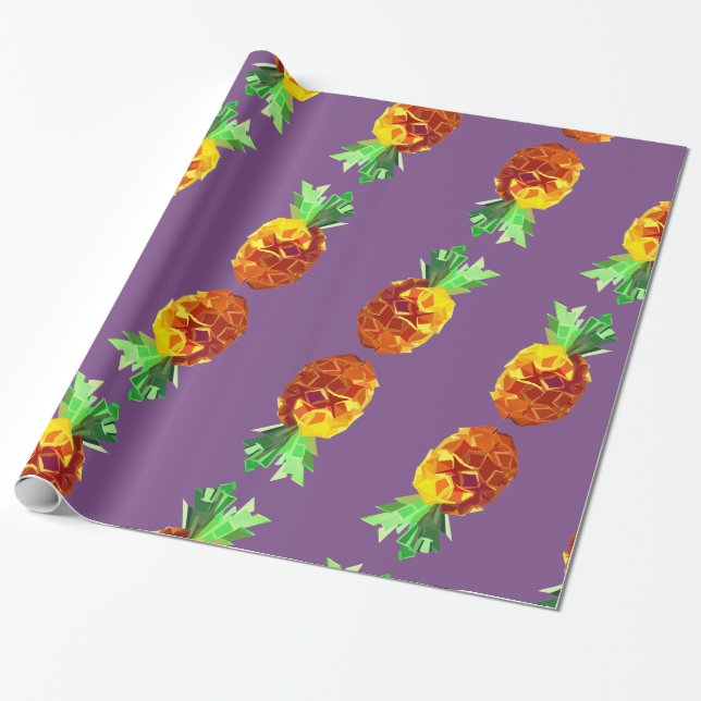 Pineapple Digital Art Wrapping Paper (Unrolled)