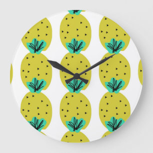 Pineapple Doodle Kitchen Fruit Large Clock