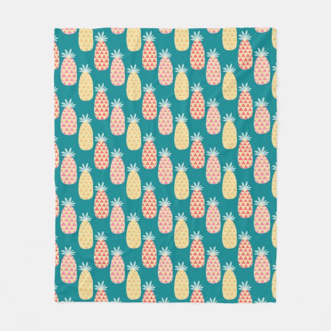 Pineapple Doodle Pattern Fleece Blanket (Front)