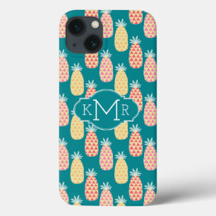 Pineapple Doodle Pattern   Monogram iPhone 13 Case
