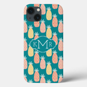 Pineapple Doodle Pattern Monogram iPhone 13 Case