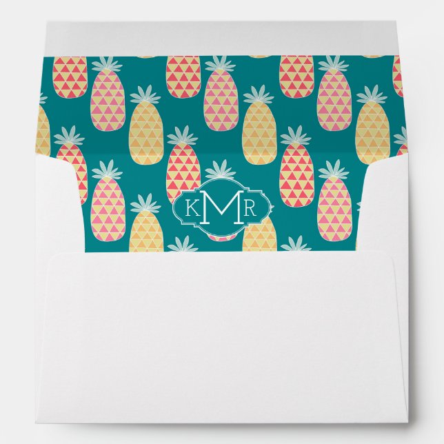 Pineapple Doodle Pattern | Monogram Envelope (Back (Bottom))