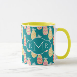 Pineapple Doodle Pattern Monogram Mug