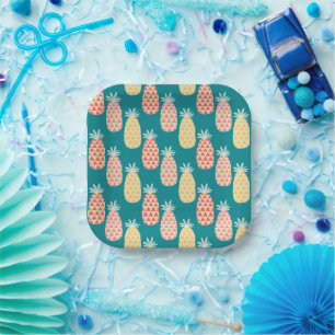 Pineapple Doodle Pattern Paper Plate