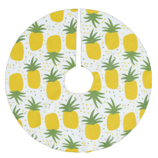 Pineapple Dots: Summer Fruit Design Brushed Polyester Tree Skirt