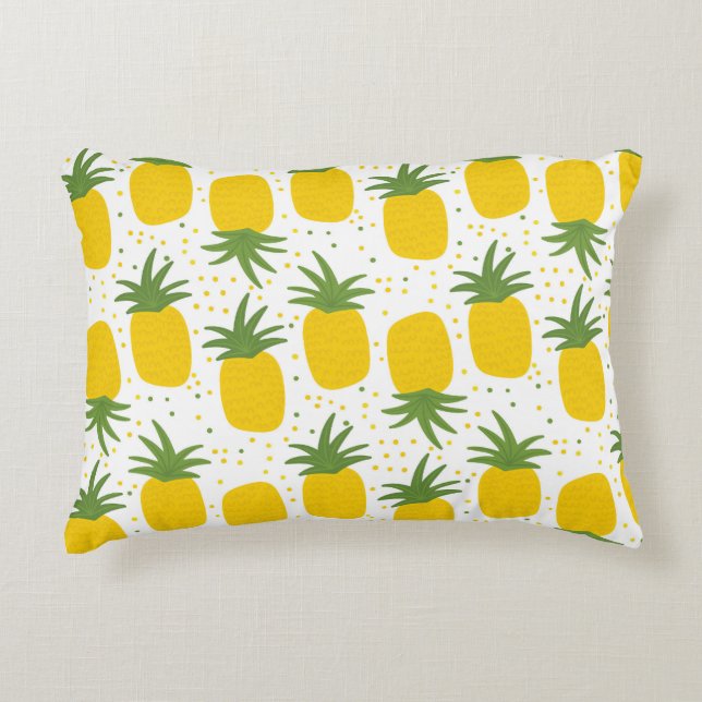 Pineapple Dots: Summer Fruit Design Decorative Cushion (Front)