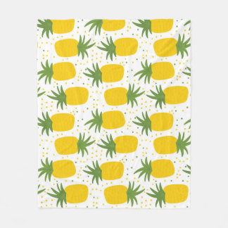 Pineapple Dots: Summer Fruit Design Fleece Blanket