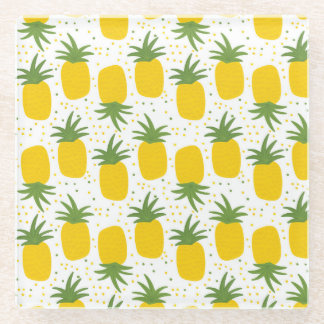 Pineapple Dots: Summer Fruit Design Glass Coaster