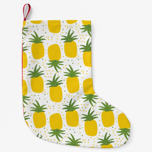Pineapple Dots: Summer Fruit Design Small Christmas Stocking (Front)