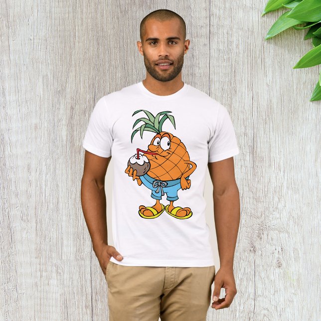 Pineapple Drinking Coconut Milk Mens T-Shirt (Creator Uploaded)