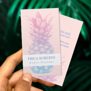 Pineapple Elegant Pink & Blue Event Planner Business Card