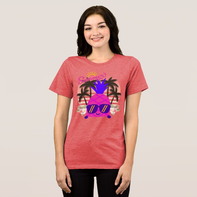 Pineapple Enjoying the Summer Tri-Blend Shirt (Front Full)