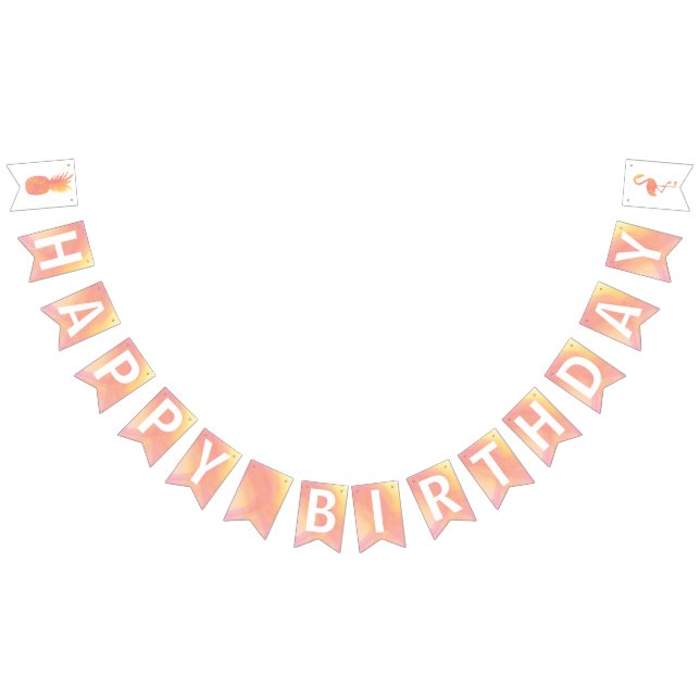 Pineapple & Flamingo Happy Birthday Party Bunting (All)