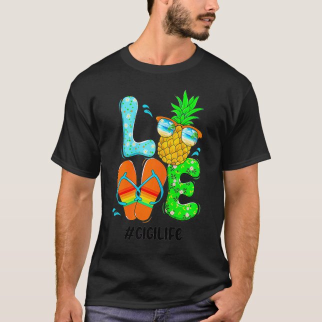 Pineapple flipflops love summer noni  (22)  T-Shirt (Front)