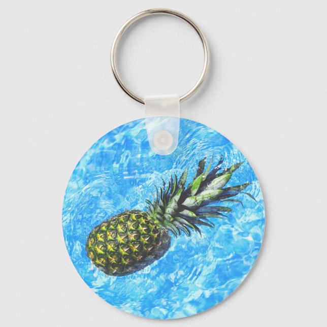 Pineapple Floating in the Water Peaceful Sweet Key Ring (Front)