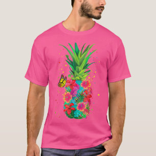 Pineapple Flowers Aloha Hawaii Vintage Hawaiian Fl T-Shirt
