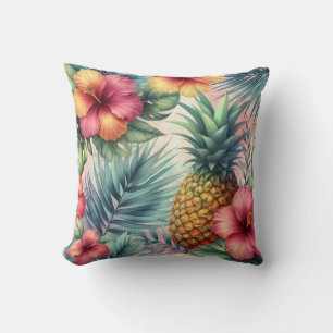 Pineapple & Flowers Pattern Cushion