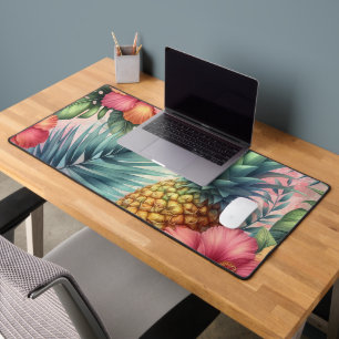 Pineapple & Flowers Pattern Desk Mat