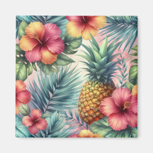 Pineapple & Flowers Pattern Magnet