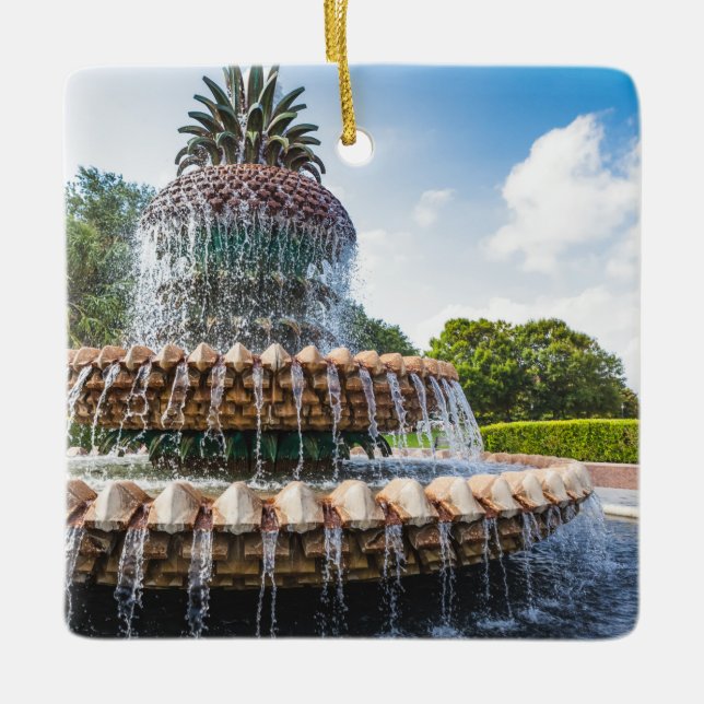 Pineapple Fountain in Charleston, SC Ceramic Ornament (Front)