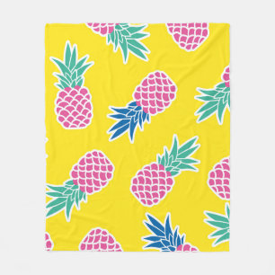Pineapple Frenzy: Bright Cartoon Vintage. Fleece Blanket