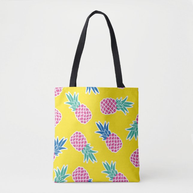 Pineapple Frenzy: Bright Cartoon Vintage. Tote Bag (Front)