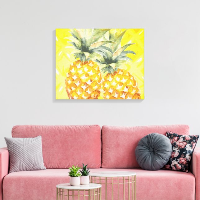 Pineapple Fresh Fruit | Yellow Kitchen Artwork  Canvas Print (Insitu(LivingRoom))