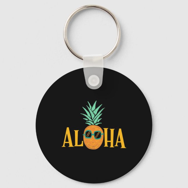 Pineapple Fruit Aloha Beaches Hawaii - Hawaiian 1  Key Ring (Front)
