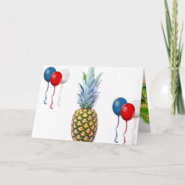 Pineapple Fruit Beach Dessert Colourful Tropical Card (Front)