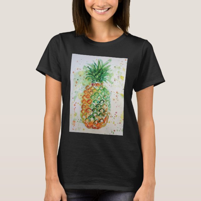 Pineapple Fruit Food Tropical Art Orange Lime Cute T-Shirt (Front)