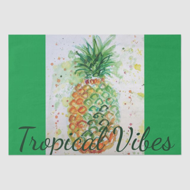 Pineapple Fruit Food Tropical Vibes Orange Lime  Tissue Paper (Front)