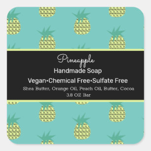 Pineapple Fruit Handmade Soap Beauty Branding Square Sticker