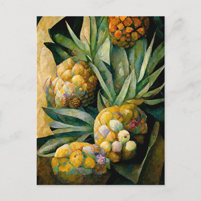 Pineapple fruit in abstract modern painting. postcard (Front)