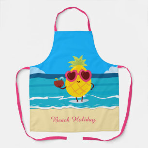 Pineapple fruit on Beach Holiday Cute Colourful Apron