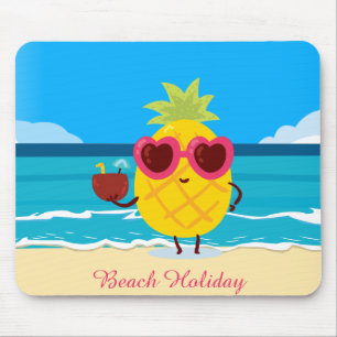 Pineapple fruit on Beach Holiday Cute Colourful Mouse Pad