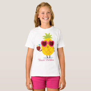 Pineapple fruit on Beach Holiday Cute Colourful T-Shirt