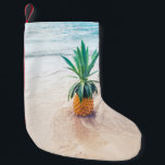 Pineapple fruit on beach shore in the morning small christmas stocking<br><div class="desc">Pineapple fruit on beach shore in the morning</div>