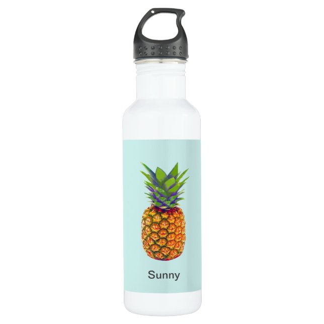 Pineapple Fruit on Light Blue 710 Ml Water Bottle (Front)