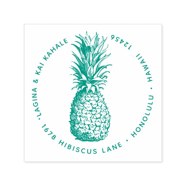 Pineapple Fruit Return Address Hawaii Botanical Self-inking Stamp (Design)