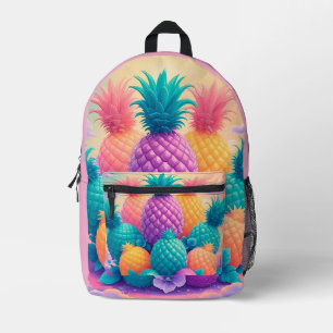 Pineapple Fruit-Themed Printed Backpack