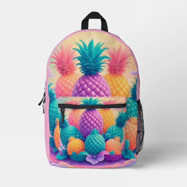 Pineapple Fruit-Themed  Printed Backpack (Front)