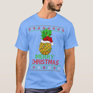 Pineapple Fruit Xmas Lights Ugly Pineapple Merry C T-Shirt
