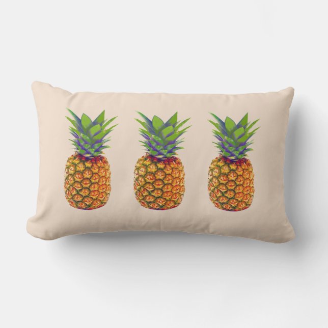 Pineapple Fruits on Light Beige Lumbar Pillow (Front)