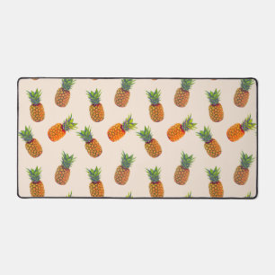 Pineapple Fruits on Light Champagne Beige Desk Mat