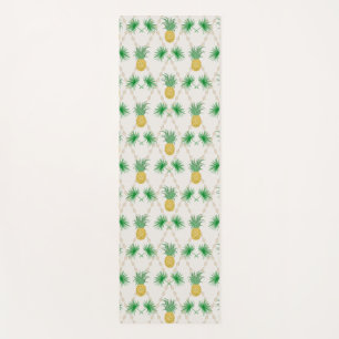 Pineapple fruits palm leaves retro ornamental prin yoga mat