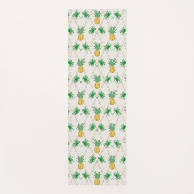 Pineapple fruits palm leaves retro ornamental prin yoga mat (Front)