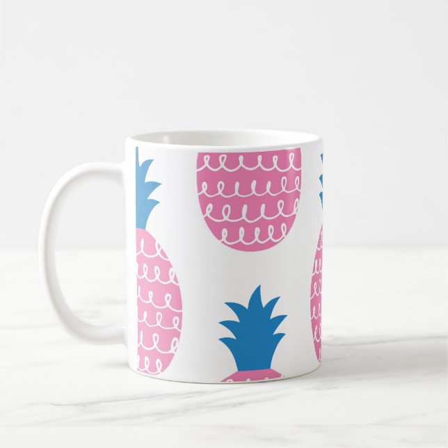 Pineapple Fun, Vintage Seamless Design. Coffee Mug (Left)