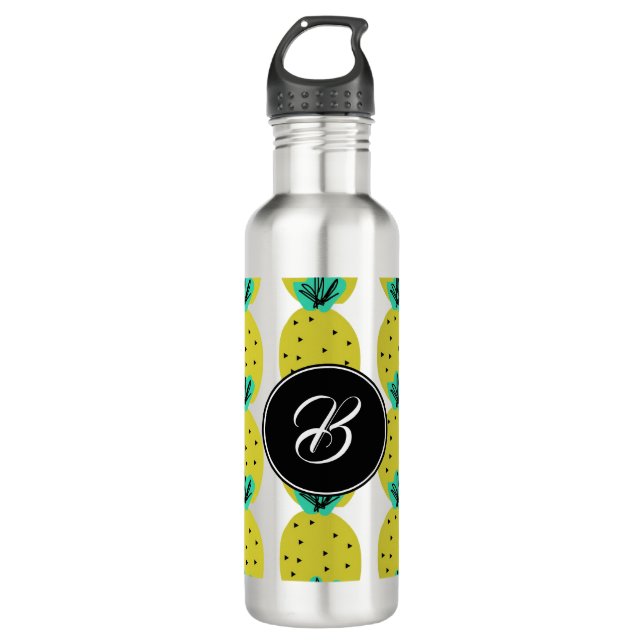 Pineapple Geometric Doodles Monogram 710 Ml Water Bottle (Front)