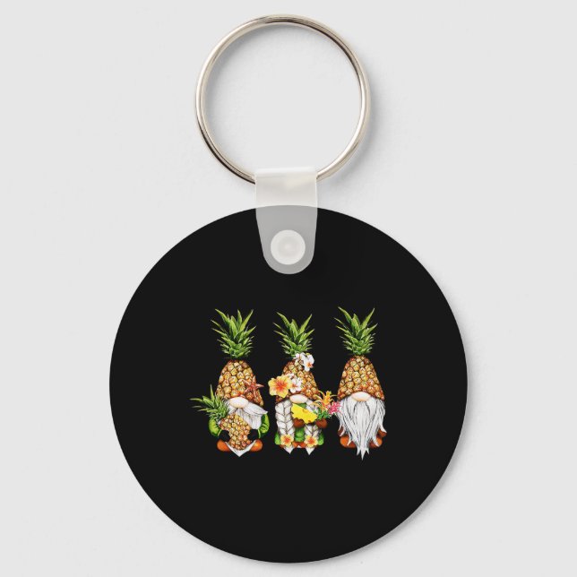 Pineapple Gnomes Beaches Summer Aloha Hawaii Hawai Key Ring (Front)