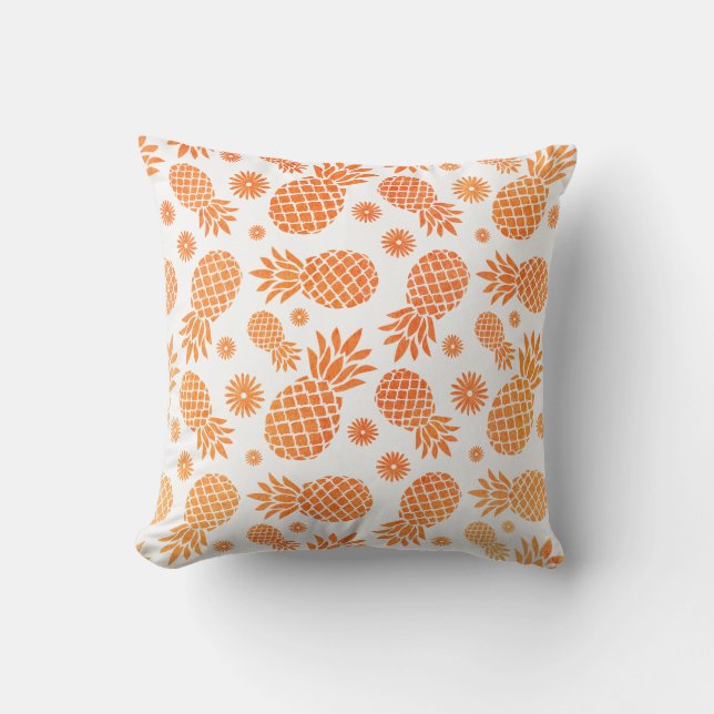 Pineapple graphic with flowers tropical pillow (Front)